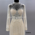  lace tulle mikado long sleeve ruffled fit and flare mermaid aline pink flower morroccan wedding dress high neck Supplier